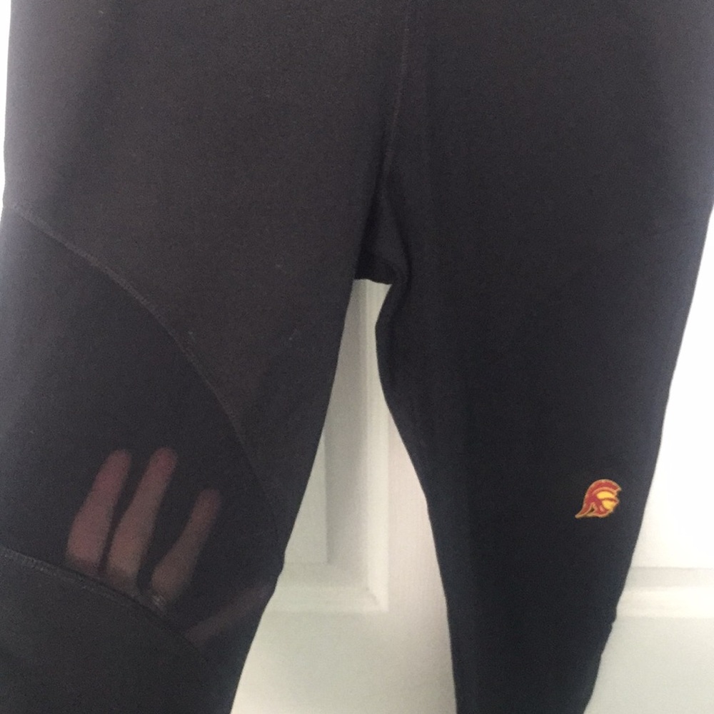 PINK Victoria's Secret Black Leggings with Small Red and Gold USC Logos - Picture 4 of 6